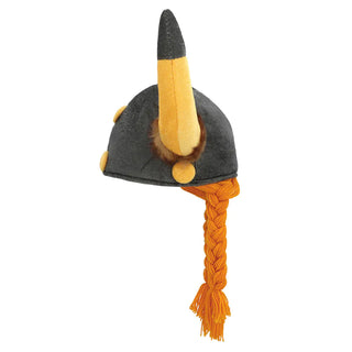 viking hatt med oranga flätor