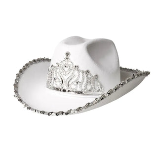 White cowboy hat with glitter brim