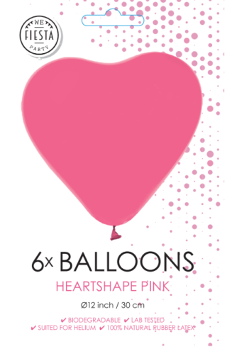 Latexballonger Hjärtan Rosa 6-pack