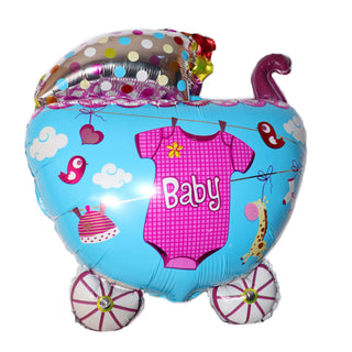 Folieballong baby vagn rosa