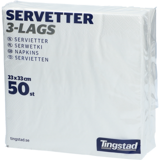 Servetter 3-lags Vit 33x33CM 50-pack