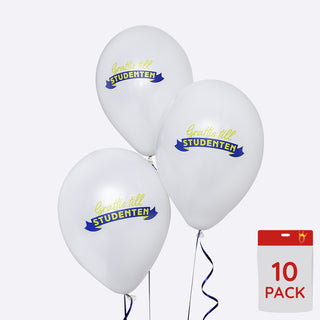 Latexballonger "Grattis till Studenten" Vit, 10-pack