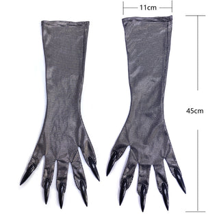 Handskar Djävul eller katt svart silver