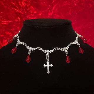 Silverkors halsband med strass