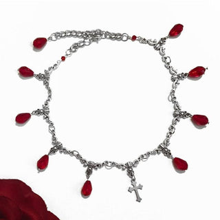 Silverkors halsband med strass