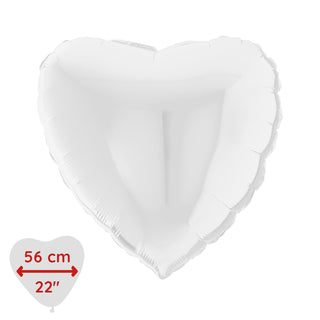 Folieballong Hjärta Vit 22" (56cm)