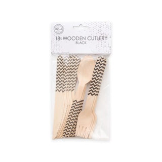 Cutlery in Wood with Pattern, Available in several colors
