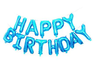 Happy Birthday folieballong girlang ljusblå