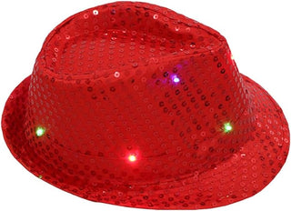 Paljetthatt LED lampa röd