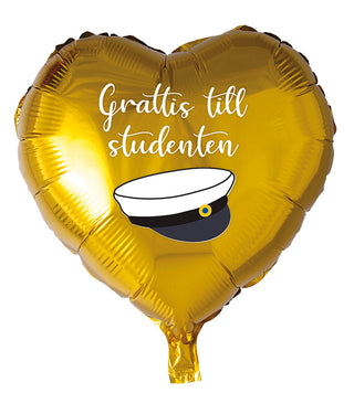 "Studentmössa" Guld Hjärta Heliumballong 72cm