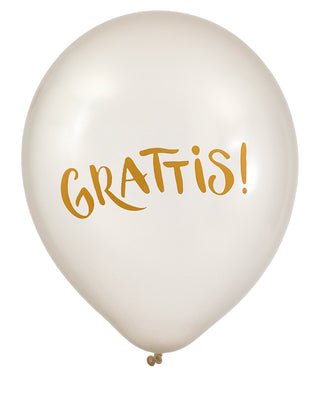 Latexballonger Grattis 6-pack 12"