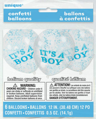it´s a boy latexballonger med konfetti