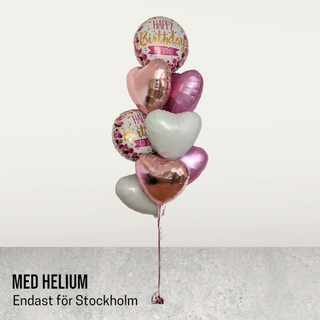 Ballongbukett med helium HB rosa