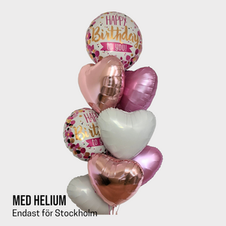 Ballongbukett med helium HB rosa