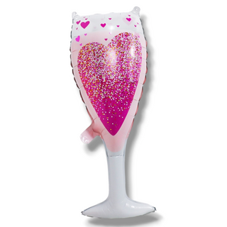Folieballong Champagneglas rosa