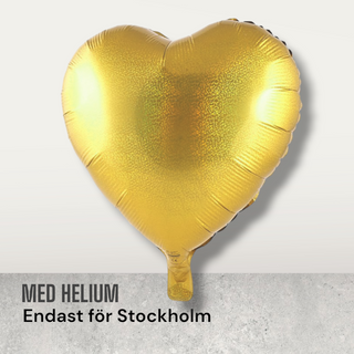 Folieballong holografisk hjärta med helium