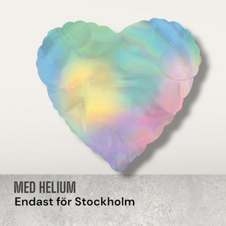 Folieballong iridescent hjärta med helium