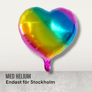Folieballong regnbåge hjärta med helium