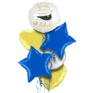 Student Ballonguppsättning gul och blå med helium