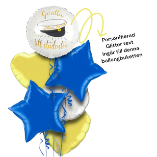 Student Ballonguppsättning gul och blå med helium