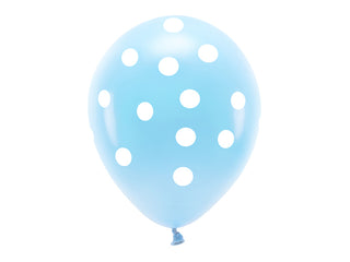 Latexballonger Prickig Vit & Ljusblå 30cm, 6-pack
