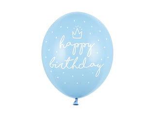 Latexballonger Happy Birthday Blå 30cm, 6-pack