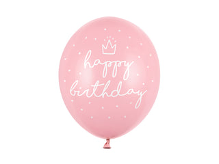 Latexballonger Happy Birthday Rosa 30cm, 6-pack
