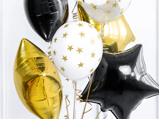 Latex balloons Gold Star with white background 30cm, 6-pack