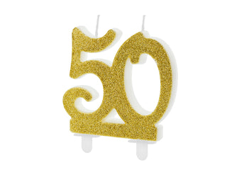 Födelsedagsljus Guld 50 år 7,5cm