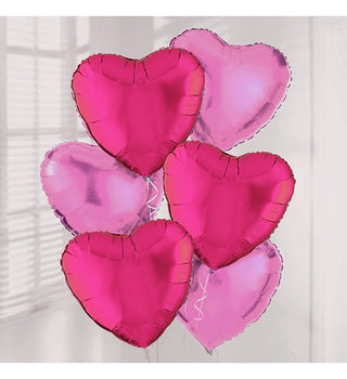 Helium ballongbukett hjärta 💕 rosa 6st