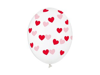 Latexballonger Genomskinliga Hjärta 30cm, 6-pack , Finns i flera färger