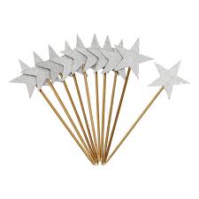 Cocktail flags Star 10-pack Silver