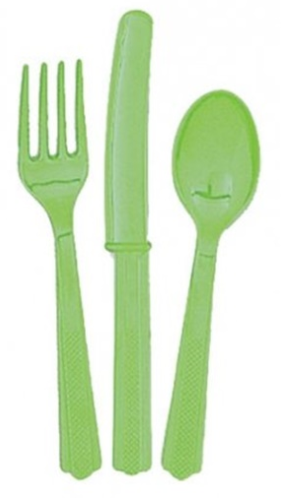 lime green plastic cutlery