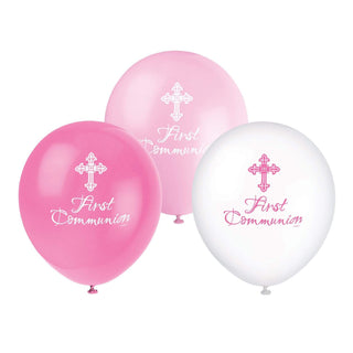 First Communion Latexballonger Rosa 8-pack