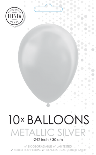 Latexballonger mettalic Silver 10-pack