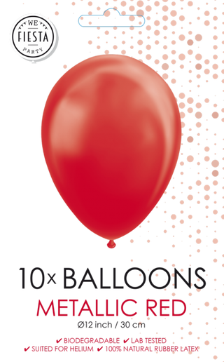 Latexballonger, Metallic Röd 10-pack