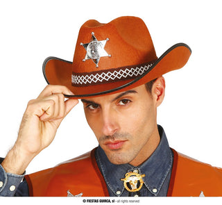 Brun Sheriff Cowboy Hatt