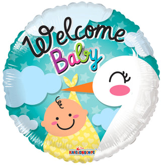 Welcome Baby stork Heliumballong 18"