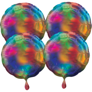 4-pack Holografiska Regnbåge Cirkel Heliumballonger 18"