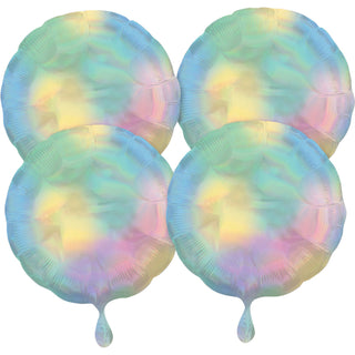 4-pack Holografiska Pastell Cirkel Heliumballonger 18"