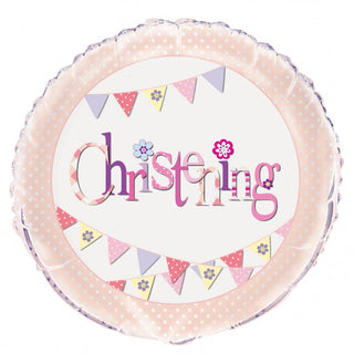 Christening Rosa Heliumballong 18"