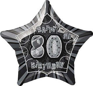 80 års Heliumballong Svart 20"