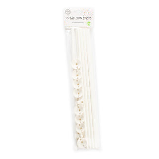 Balloon sticks Paper White 10-pack