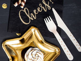 wooden cutlery gold stars