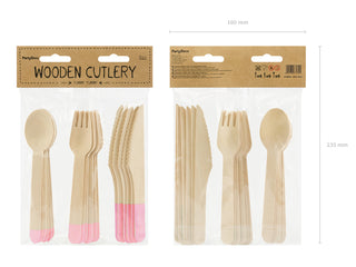 pink wooden cutlery