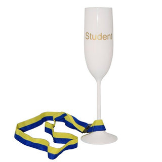 Student Champagneglas Vit med band