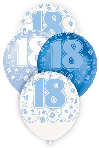 18 blå glitter Latexballonger 12"