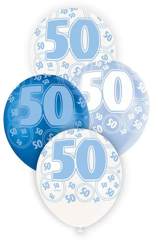 50 blå glitter Latexballonger 12"