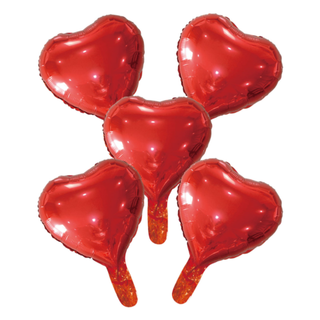 5 folieballonger hjärtan röd