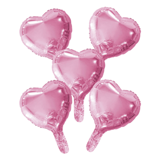 5 folieballonger hjärtan rosa